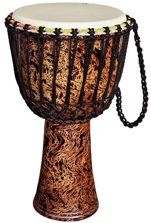 กลองเจมเบ้แกะสลักขันเชือก Djembe Wood Carve 10x27inch 