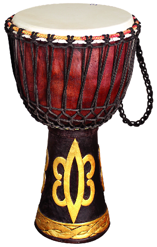 กลองเจมเบ้แกะสลักขันเชือก Djembe Wood Carve 12x27inch 