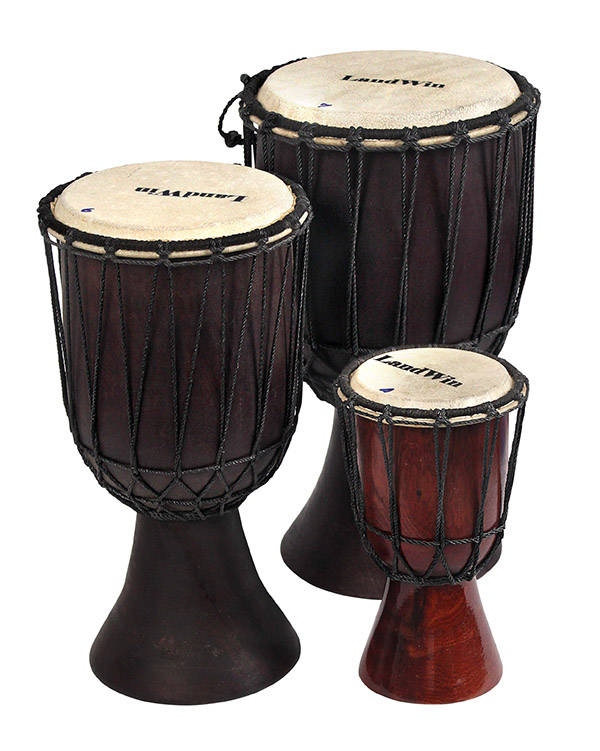 กลองเจมเบ้ขันเชือก Djembe Wood Standard 10x22inch 